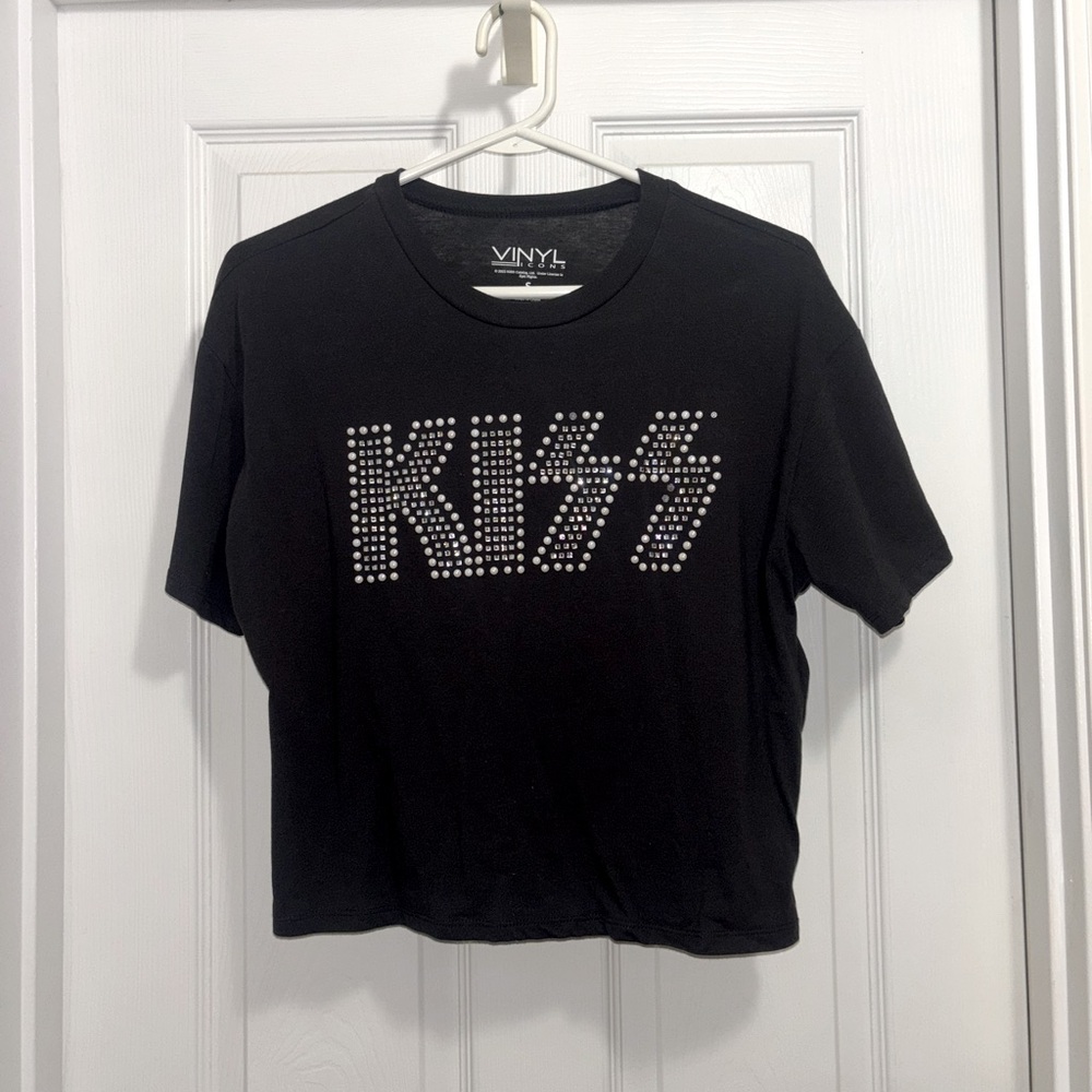 KISS Embellished Cropped Band Tee